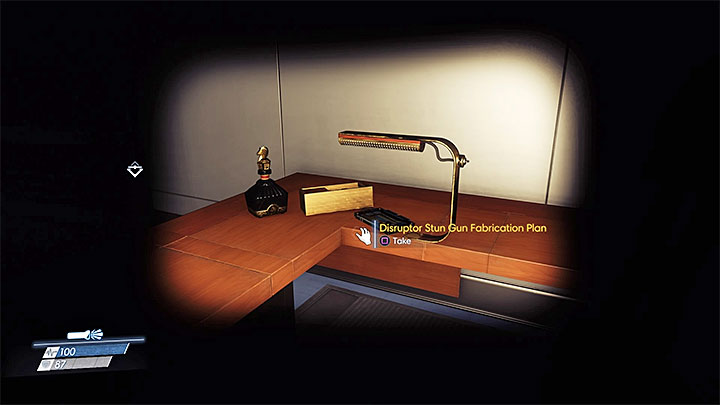 The Disruptor Stun Gun blueprint can be found in Volunteer Quarters, an area located on the upper level of the Neuromod Division - Plans - Secrets and important items - Prey Game Guide