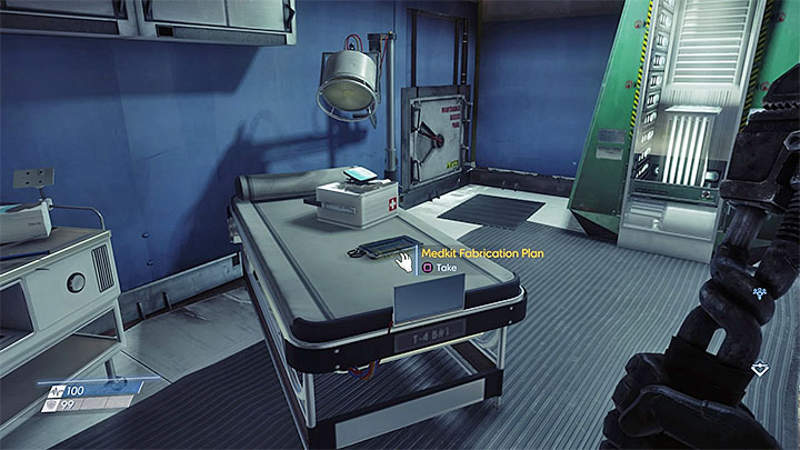 This plan is in Medical Bay located in one of the corners of the upper level of Hardware Labs atrium - Plans - Secrets and important items - Prey Game Guide