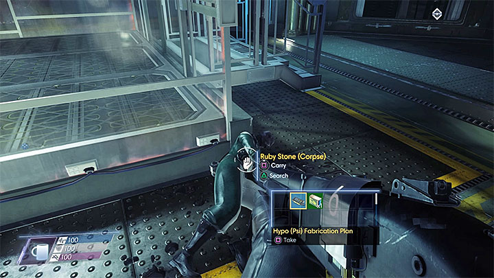 The plan can be found at the Ruby Stones corpse shown in the above screenshot - Plans - Secrets and important items - Prey Game Guide