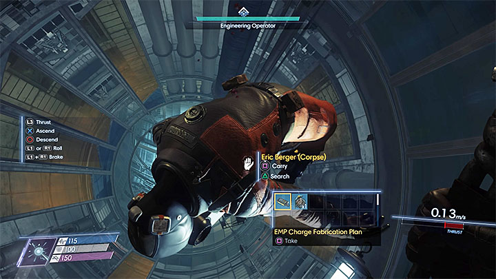The plan can be found at Eric Bergers corpse shown in the above screenshot - Plans - Secrets and important items - Prey Game Guide