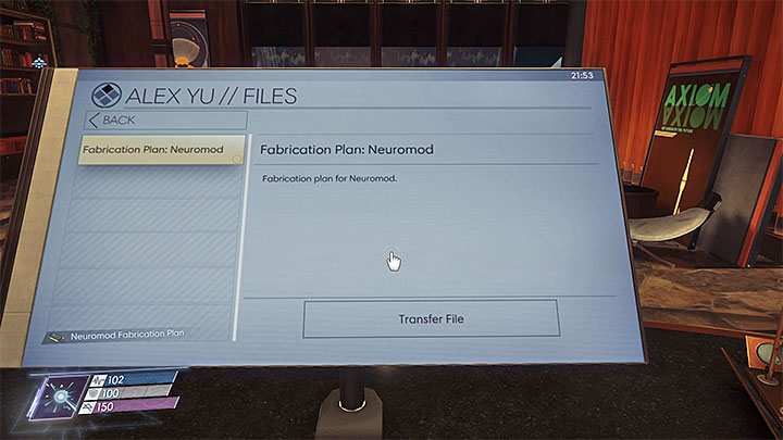 The fabrication plan can be obtained after hacking into the computer in Alex Yus Office - Plans - Secrets and important items - Prey Game Guide