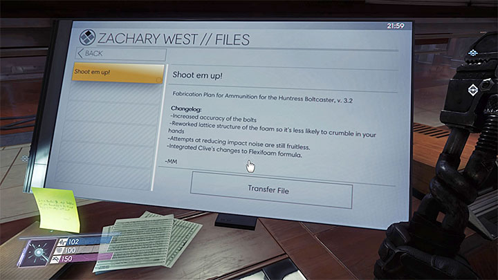 This fabrication plan can be downloaded from Zachary Wests computer - Plans - Secrets and important items - Prey Game Guide