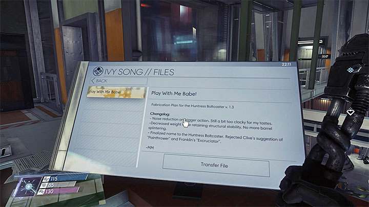 This fabrication plan can be downloaded from Ivy Songs computer located on level 2 of the Deep Storage - Plans - Secrets and important items - Prey Game Guide
