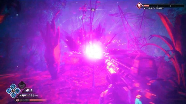 There are a lot of plants and hills around this Sentry - use them as a cover - Authority Sentries in The Wilds - Rage 2 - Authority Sentry - Rage 2 Guide
