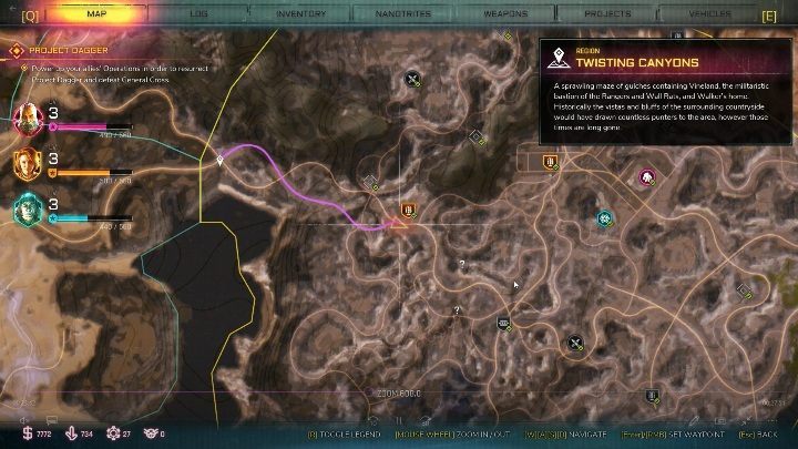 This Sentry is in the center of the map, between the checkpoint next to the bridge and Doomsayer Peak - Authority Sentries in Twisting Canyons - Rage 2 - Authority Sentry - Rage 2 Guide