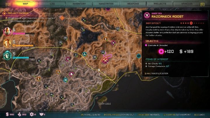 Razorneck Roots is in the western part of the site, near the Ark in the Canyon Bay - Bandit Dens in Broken Track - Rage 2 - Bandit Dens - Rage 2 Guide