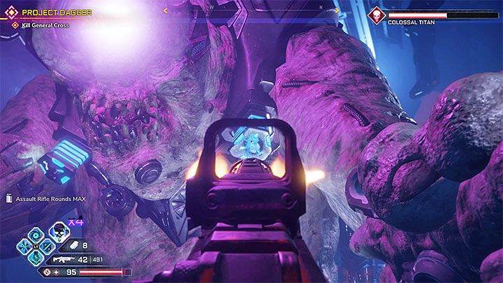 When the Titan moves closer to the arena, focus on attacking new cylinders - Project Dagger | Rage 2 Walkthrough - Main story - Rage 2 Guide