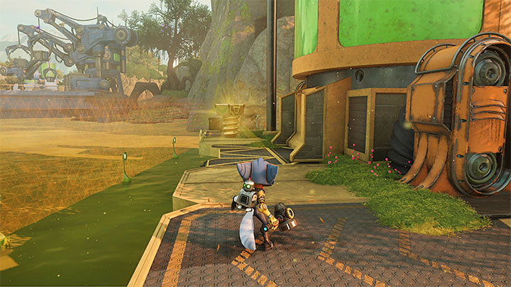 You can find the bolt at the back of the platform located east of Rivet's hideout - Ratchet & Clank Rift Apart: Sargasso - collectibles, list of all, map - Secrets and Collectibles - Ratchet & Clank Rift Apart Guide