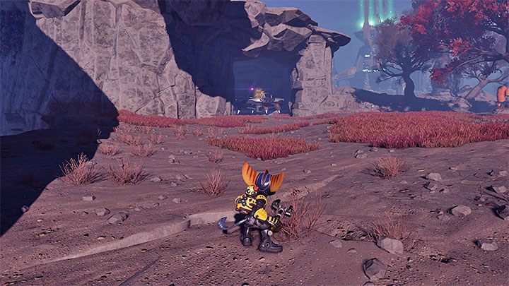 The gold bolt is aboard an UFO ship flying around the southern part of the map - Ratchet & Clank Rift Apart: Savali - collectibles, list of all, map - Secrets and Collectibles - Ratchet & Clank Rift Apart Guide