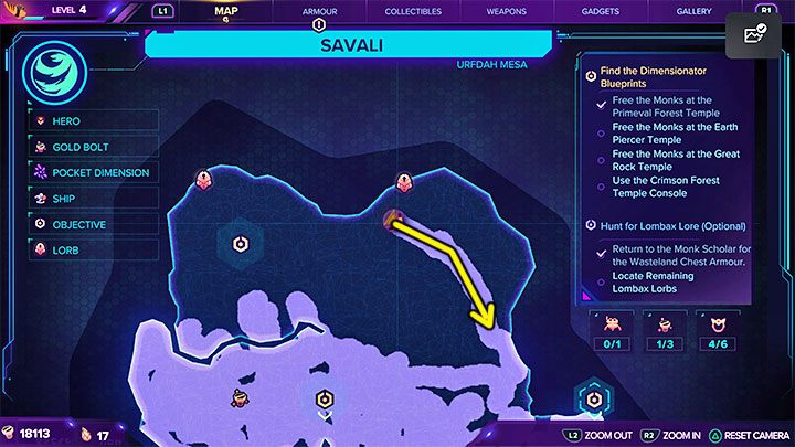 Getting this bolt is not obvious because you have to start your search in a completely different place from the one marked on the map - Ratchet & Clank Rift Apart: Savali - collectibles, list of all, map - Secrets and Collectibles - Ratchet & Clank Rift Apart Guide