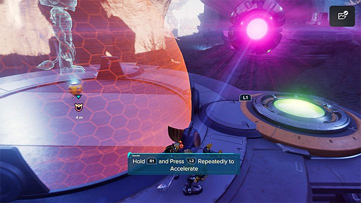 Use Hoverboots to chase it and look around for ramps to jump - Ratchet & Clank Rift Apart: Savali - collectibles, list of all, map - Secrets and Collectibles - Ratchet & Clank Rift Apart Guide