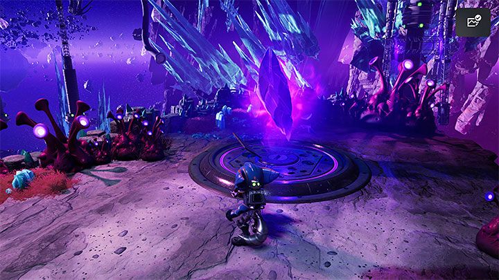Reach the blizon crystal at the end of the path and hit it to move to the post-cataclysmic dimension - Ratchet & Clank Rift Apart: Blizar Prime - collectibles, list of all, map - Secrets and Collectibles - Ratchet & Clank Rift Apart Guide