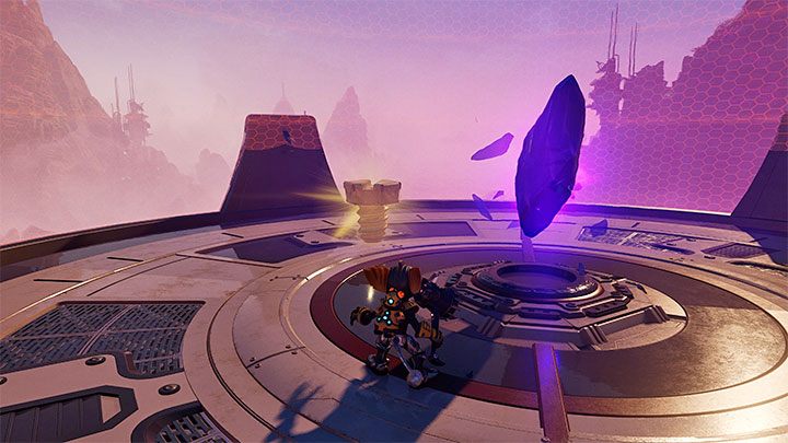 You will be transported to the surface - hot planet dimension, and you will find yourself inside an area surrounded by a force field - Ratchet & Clank Rift Apart: Cordelion - list of all collectibles, map - Secrets and Collectibles - Ratchet & Clank Rift Apart Guide