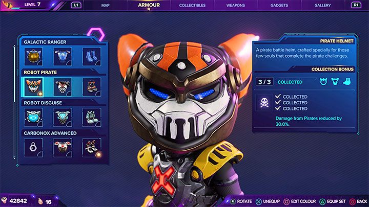 As a reminder, the Robot Pirate set pieces weaken the attacks of enemy pirates - Ratchet & Clank Rift Apart: Ardolis - collectibles, list of all, map - Secrets and Collectibles - Ratchet & Clank Rift Apart Guide