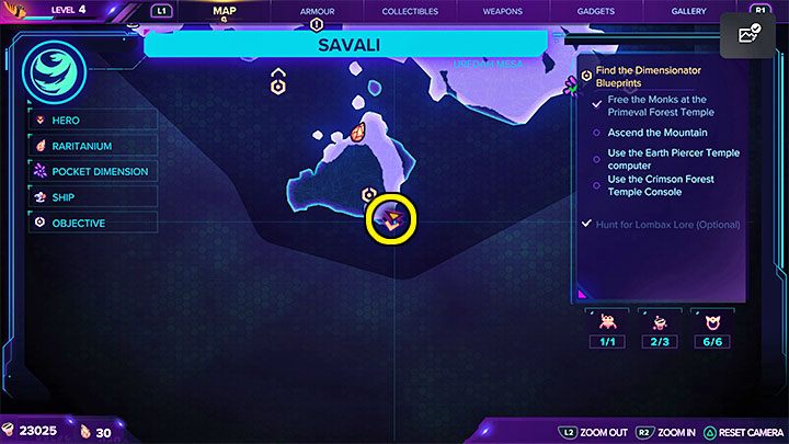 The Craiggerbear is on an island located at the southern end of the map - Ratchet & Clank Rift Apart: CraiggerBear list - Secrets and Collectibles - Ratchet & Clank Rift Apart Guide