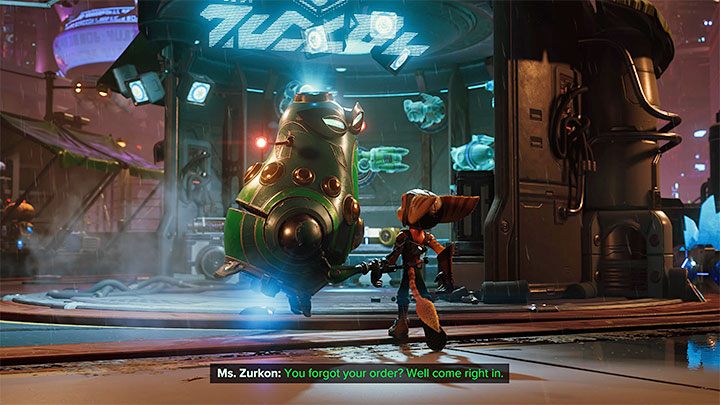 You will reach the vicinity of a large marketplace - jump and glide towards it - Ratchet & Clank Rift Apart: Marketplace and factory exploration - walkthrough - Nefarious City - Ratchet & Clank Rift Apart Guide