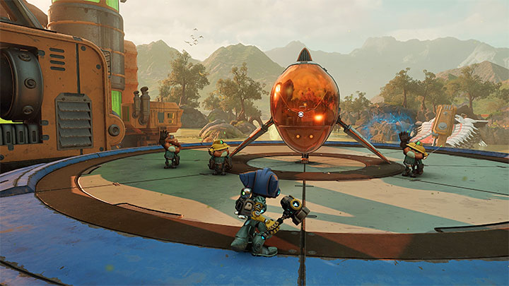 To continue the main storyline, interact with the spaceship next to the Factory and select Scarstu Debris Field as your destination - Ratchet & Clank Rift Apart: Defeat Seekerpede and leave the planet - walkthrough - Sargasso - Ratchet & Clank Rift Apart Guide