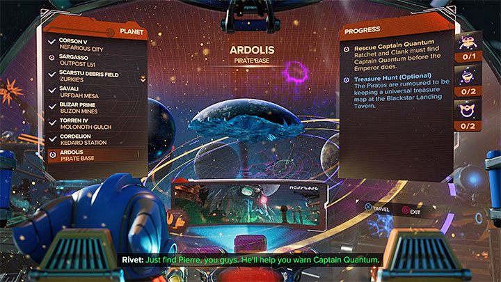 Interact with the Rivet's spaceship - Ratchet & Clank Rift Apart: Meet Ratchet in Gastropub - walkthrough - Scarst debris cloud - back - Ratchet & Clank Rift Apart Guide