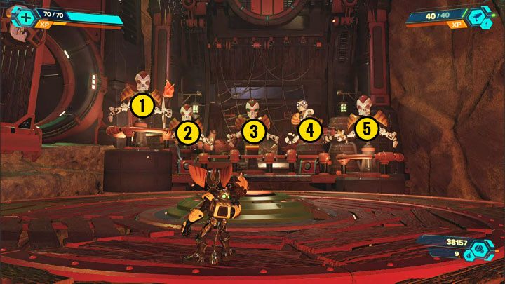 Your task is to shoot the singing pirates with (any) firearms in the same order they were singing the song - Ratchet & Clank Rift Apart: Pirate Trials - walkthrough - Ardolis - Ratchet & Clank Rift Apart Guide