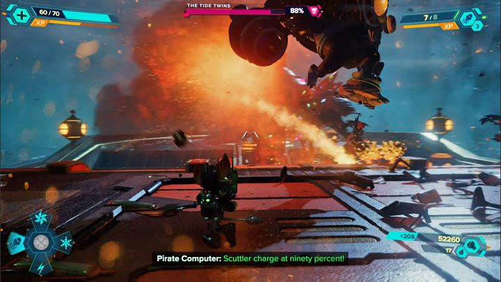 The Twins have very similar attacks to other mechanical enemies encountered in previous locations and stages - Ratchet & Clank Rift Apart: Protect Captain Quantum - walkthrough - Ardolis - Ratchet & Clank Rift Apart Guide