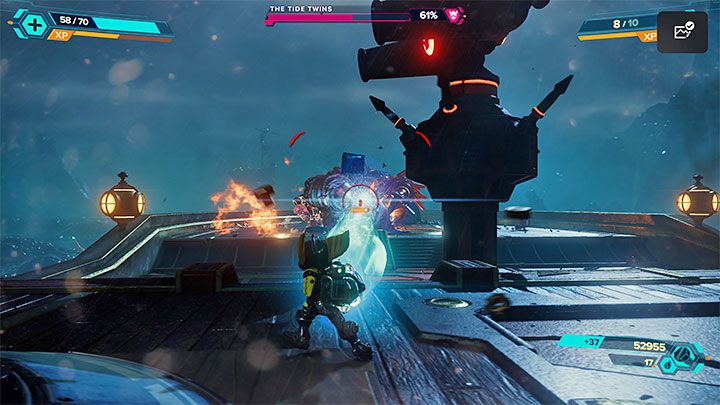 If possible, try to focus on attacking one selected Twin at a time - Ratchet & Clank Rift Apart: Protect Captain Quantum - walkthrough - Ardolis - Ratchet & Clank Rift Apart Guide