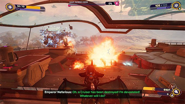 Look for Nefarious ships, specifically those that shoot large beams at Sargasso - Ratchet & Clank Rift Apart: Destroy Nefarious ships - walkthrough - Return to Sargasso - Ratchet & Clank Rift Apart Guide