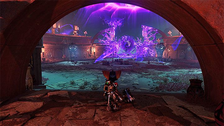 The last portal will allow you to reach a secret chamber in the catacombs, where you will meet monks - Ratchet & Clank Rift Apart: Reaching the anomalies in the catacombs - walkthrough - Savali - return - Ratchet & Clank Rift Apart Guide