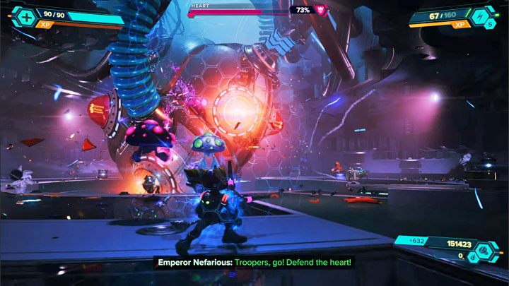 On the ledges surrounding the heart you will again meet standard opponents and as before the best tactic is to summon allies such as the Glove of Doom or Mr - Ratchet & Clank Rift Apart: Begin the finale and defeat the final boss - walkthrough - Final confrontation - Ratchet & Clank Rift Apart Guide