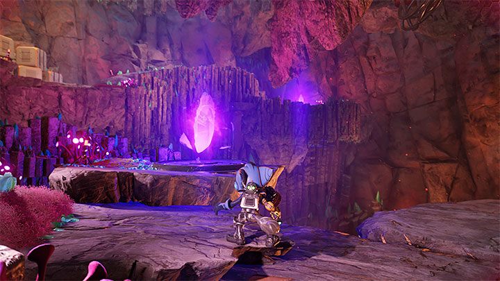 As you continue, keep an eye out for areas where lava is spewing out at regular intervals - Ratchet & Clank Rift Apart: Finding Tulio - Blizar Prime - Ratchet & Clank Rift Apart Guide