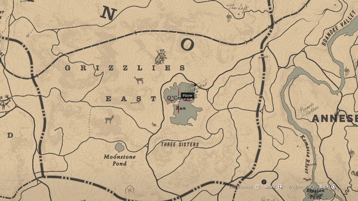 Третья карта приведет вас к OCreaghs Run - Jack Hall Gang-Treasure Maps in Red Dead Redemption 2-Treasure Maps-Red Dead Redemption 2 Guide