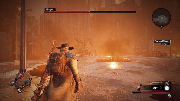 In order to fight this boss, you need to prepare Hydro Coolants (immediate recovery from Fire status) and Ammo Boxes (you can get them from the black dealer named Reggie in Ward 13) - Singe | Boss in Remnant From the Ashes - Bosses - Remnant From the Ashes Guide