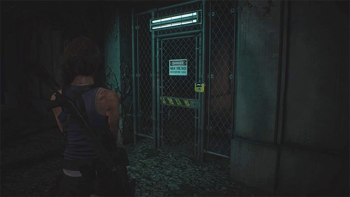 Erreichen Sie das im Bild gezeigte Tor – es führt zu einem Bereich mit vier Unterbrechern – Resident Evil 3: Komplettlösung für das Umspannwerk – Komplettlösung für die Geschichte – Resident Evil 3-Leitfaden