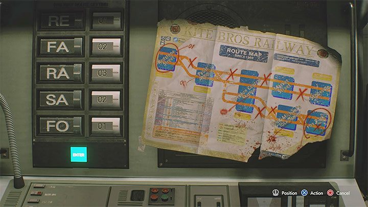 Ihre Aufgabe ist es, die Knöpfe auf der linken Seite des Bildschirms zu betätigen – Resident Evil 3: Rätsel „Restore Power to Subway Station“ – Rätsellösungen – Resident Evil 3 Guide