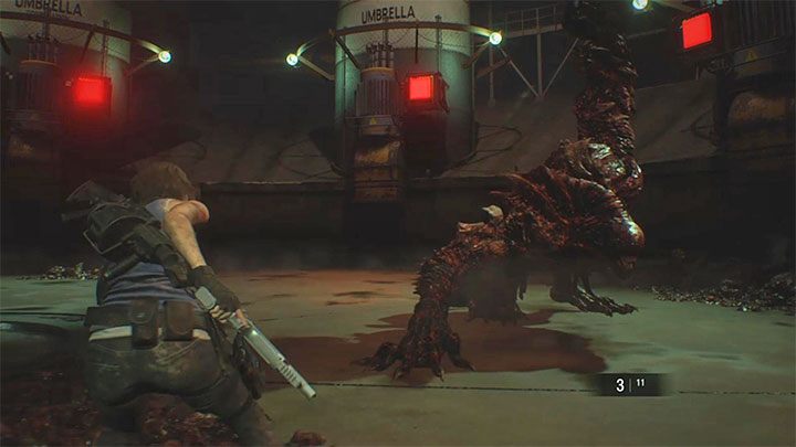 In the second phase of the fight, the boss will also begin to use stronger variations of his melee attacks - Resident Evil 3: Nemesis - NEST 2 boss fight - Nemesis boss fights - Resident Evil 3 Guide