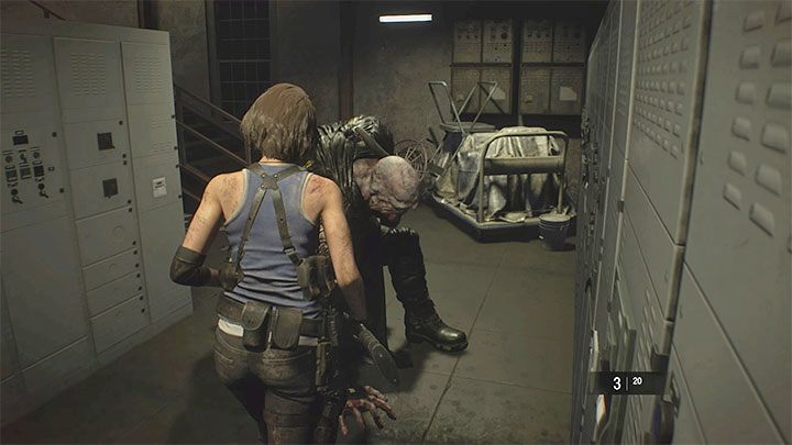 Diese Frage gilt nur für Situationen, in denen Nemesis während der freien Erkundung angetroffen wird – Resident Evil 3: Nemesis – der Hauptboss, Feind – Grundlagen – Resident Evil 3 Guide