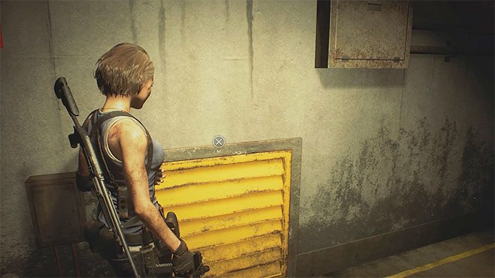 Um aus dem Lagerhaus zu entkommen, suchen Sie das im Bild oben gezeigte gelbe Gitter – Resident Evil 3: Downtown – Komplettlösung für den zweiten Besuch – Komplettlösung für die Geschichte – Resident Evil 3-Leitfaden