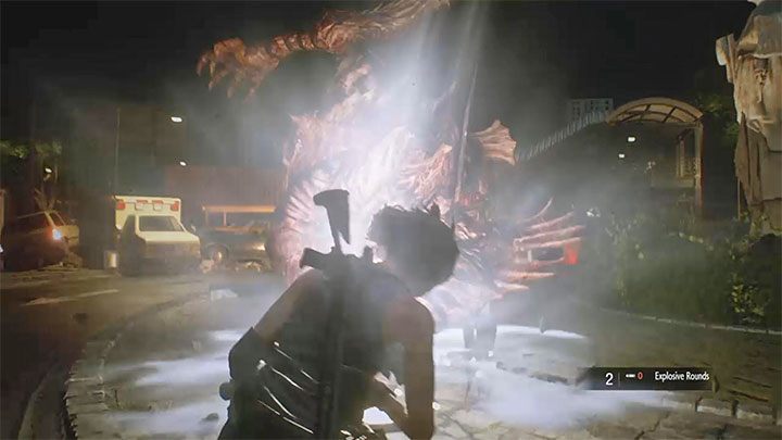 Während des Duells neigt Nemesis dazu, Nahkampfangriffe einzusetzen – Komplettlösung für Resident Evil 3: U-Bahn-Tunnel und Clock Tower Plaza – Komplettlösung für die Geschichte – Resident Evil 3-Leitfaden
