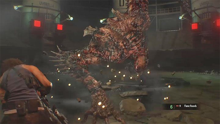 Wie beim vorherigen Kampf am Glockenturm wird Nemesis versuchen, Nahkampfangriffe einzusetzen – Resident Evil 3: Komplettlösung für das letzte Duell mit Nemesis – Komplettlösung für die Geschichte – Resident Evil 3-Anleitung