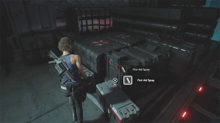 Wenn Ihnen die Munition oder Medikamente ausgehen, finden Sie in beiden Ecken der Halle reichlich Vorräte – Komplettlösung für Resident Evil 3: Letztes Duell mit Nemesis – Komplettlösung für die Geschichte – Resident Evil 3-Leitfaden