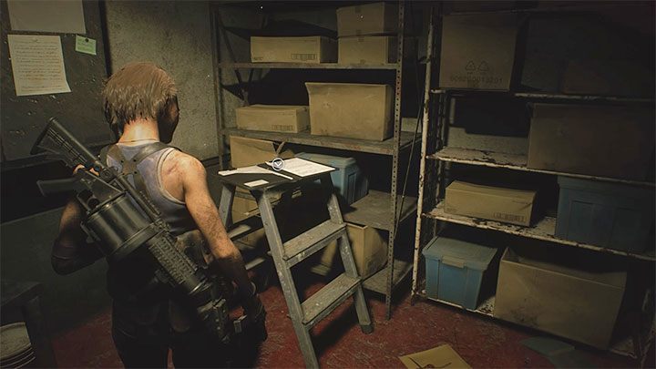 Die Notiz liegt auf einer kleinen Leiter im südlichen Büro der Kanalisation – Resident Evil 3: Geheimnisse, Sammlerstücke der Kanalisation – Sammlerstücke und Geheimnisse – Resident Evil 3 Guide