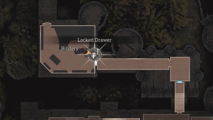 Interaktive Karte: Castle Locked Drawer #2 – Bindery – Resident Evil 4 Remake: Karte der verschlossenen Schubladen – Castle – Secrets – Resident Evil 4 Remake Guide