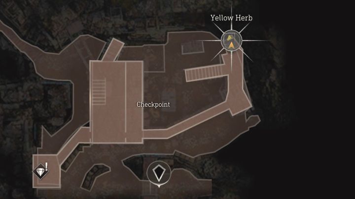 Yellow Herb befindet sich am Checkpoint-Standort, den die Helden in Kapitel 6 (nach dem Kampf mit Luis) passieren müssen – Resident Evil 4 Remake: Yellow Herb-Karte – Dorf – Geheimnisse – Resident Evil 4 Remake Guide