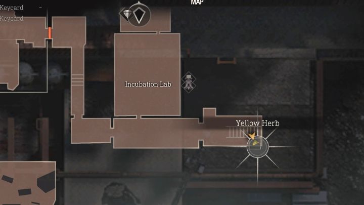 Yellow Herb #2 befindet sich in einem Raum neben der Treppe, östlich vom Inkubationslabor – Resident Evil 4 Remake: Yellow Herb-Karte – Insel – Geheimnisse – Resident Evil 4 Remake Guide