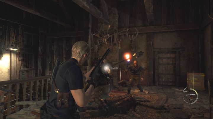 Im letzten Teil des Kampfes triffst du auf Brute – einen Feind mit einem Stierkopf – Resident Evil 4 Remake: Wie verteidigt man das Haus mit Luis?  - Kampf – Resident Evil 4 Remake Guide