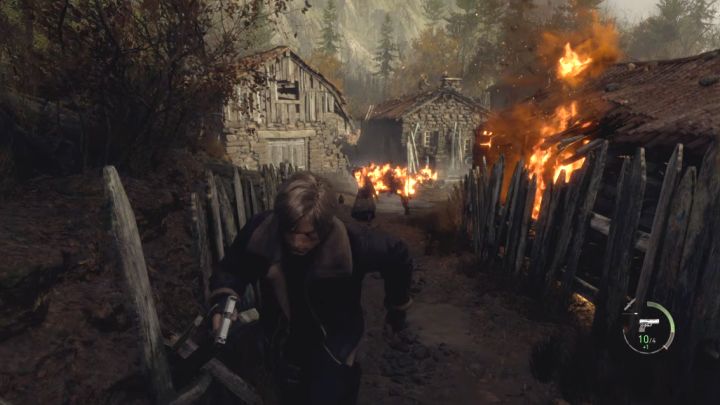 Ein weiterer interessanter Ort im Dorf ist der Kuhstall – Sie können eine hängende Öllampe umwerfen, um ein Feuer zu verursachen – Resident Evil 4 Remake: Wie überlebt man die Schlacht im Dorf?  - Kampf – Resident Evil 4 Remake Guide