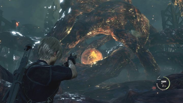 Schießen Sie mit einer beliebigen Waffe auf den Kern des Bosses und weichen Sie seinen Angriffen aus – Resident Evil 4 Remake: Wie besiegt man den Endboss?  - Bosse – Resident Evil 4 Remake Guide