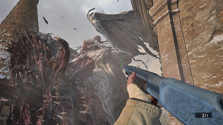 The boss will eventually return to the balconies of the tower and you must repeat the steps described earlier - shoot at Lady Dimitrescu and retreat before the monster begins its forward throw/charge - Resident Evil Village: Lady Dimitrescu, main fight - boss, how to defeat? - Bosses - Resident Evil Village Guide
