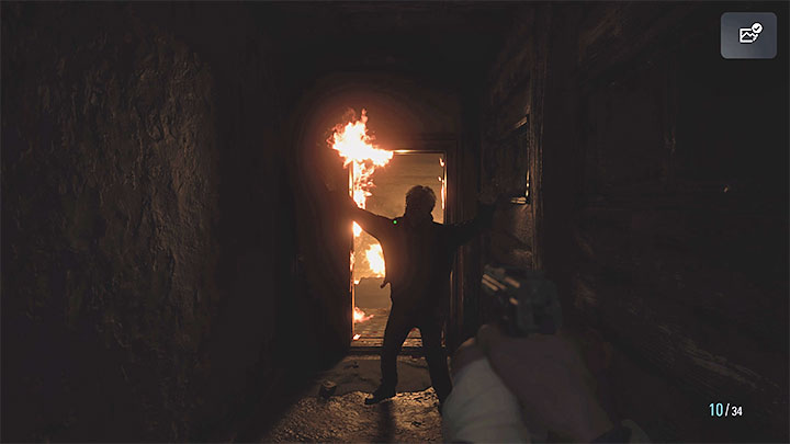 Once the final cutscene ends, you have to attack the approaching mutated Leonard, but it's Elena who will take the final shot that will stop her father's attack - Resident Evil Village: Luizas House - walkthrough - Village - 1st visit - Resident Evil Village Guide