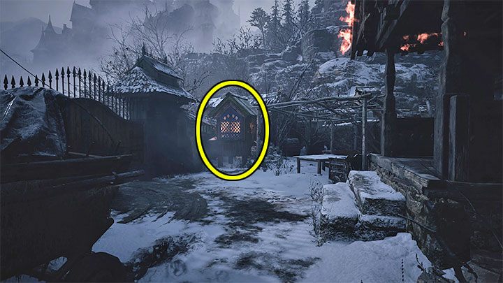 Reach the window to get out of the burning building and jump onto the outside balcony - Resident Evil Village: Luizas House - walkthrough - Village - 1st visit - Resident Evil Village Guide