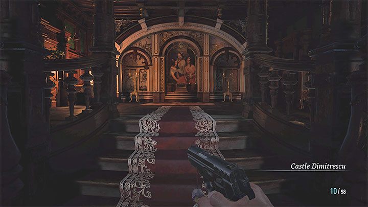 The entrance to the castle is to the right of where the Duke set up - Resident Evil Village: A Mine - walkthrough - Village - 1st visit - Resident Evil Village Guide
